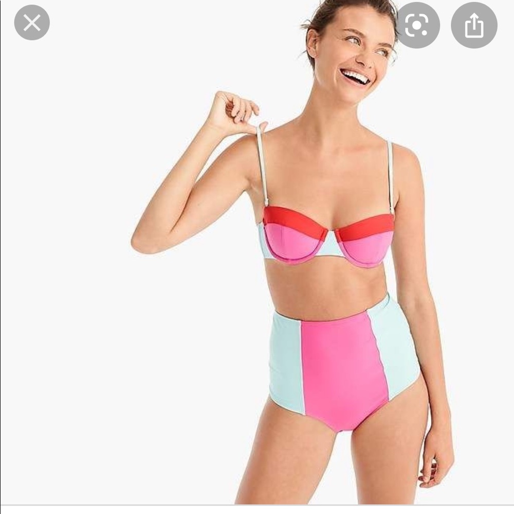 J.Crew Colorblock High Waist Swim